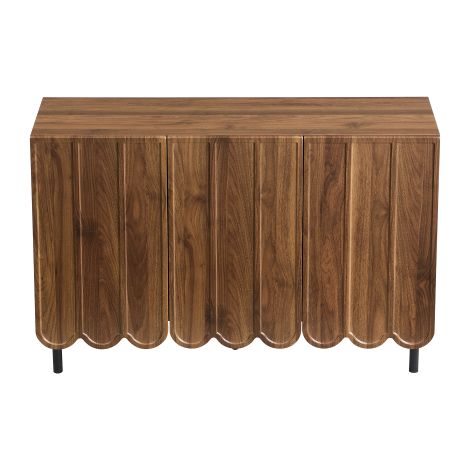 Buffet bois moderne 2 portes ondulées étagères réglables 120x35x80 cm