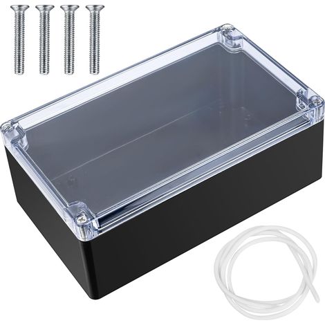 Boite de Derivation Etanche IP65 Electrique Exterieur, Boîte de Jonction Connecteurs, Boitier Plastique Electronique Extérieur (Noir transparent 20X12X7,5CM) (1/5)
