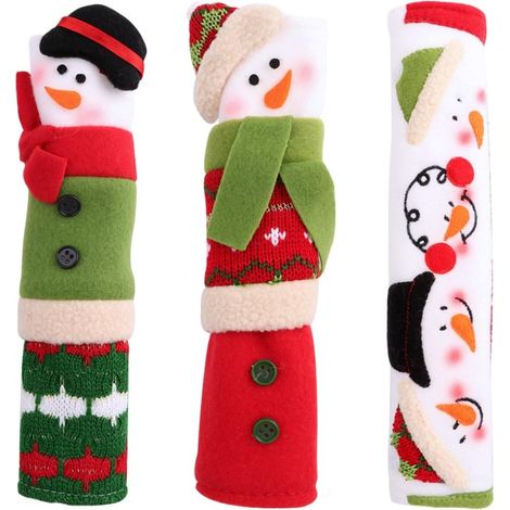 Housses de poignées de réfrigérateur de Noël - Housses de poignées d'appareils de cuisine - Idéales pour les décorations de Noël - Lot de 3 (1/5)