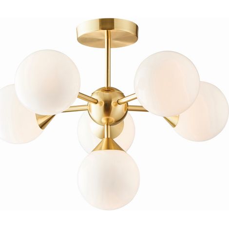Endon Lighting Oscar - Piatto semifilo satinato effetto oro spazzolato e vetro bianco lucido 6 luci dimmerabili IP20 - G9 (1/5)