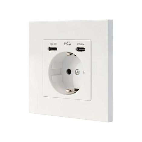 Nanocable Base Pared toma SCHUKO 2USB Max .2.4A