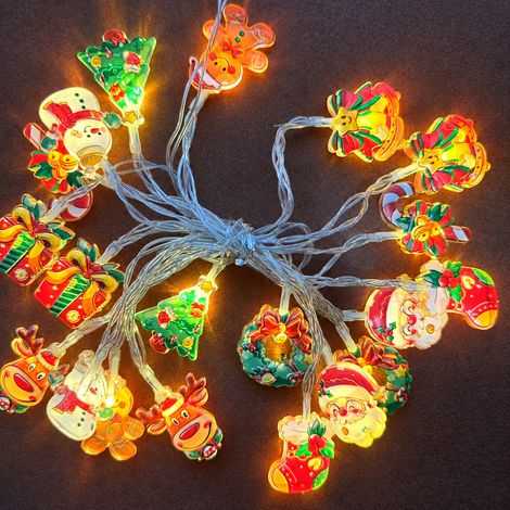 Guirlande LED Noël nouveaux modèles assortis, modèle à piles clignotant et mode fixe, 6 mètres 40 LED, 300 g – Livraison gratuite