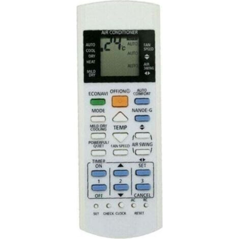 Panasonic Air Con Remote Control Commande à distance pour Air‑Con White ABS , XU,Télécommande de Remplacement pour Climatiseur A75C3300 3208 3706 3708 3883 3935 -
