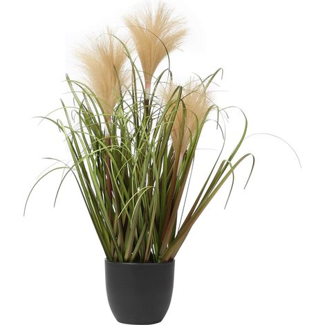 Herbe artificielle de la pampa - Plante décorative dans un pot en plastique, noir (1/5)