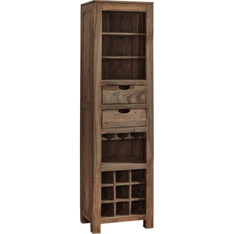 Weinregal Sheesham 50x36x180 grau geölt NATURE GREY 51