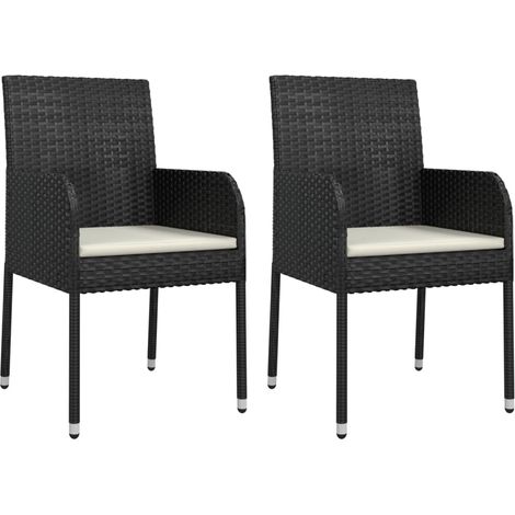 Maison Exclusive - Gartenstühle mit Kissen 2 Stk. Poly Rattan Sch