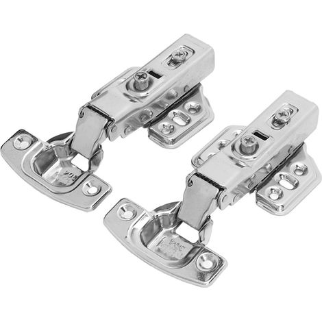 charnières de placard en acier inoxydable de 2 mm d'épaisseur, base renforcée, finition électroplaquée brillante, pour cuisine et salle de bain, courbure centrale. (1/5)