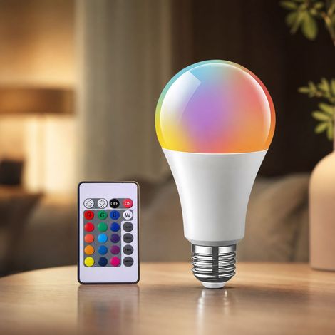 RGBW E27 7W LED-Lampe mit Fernbedienung, 16 Farben und dynamischen Modi, flimmerfreies Umgebungslicht, Ø60 mm (1/4)