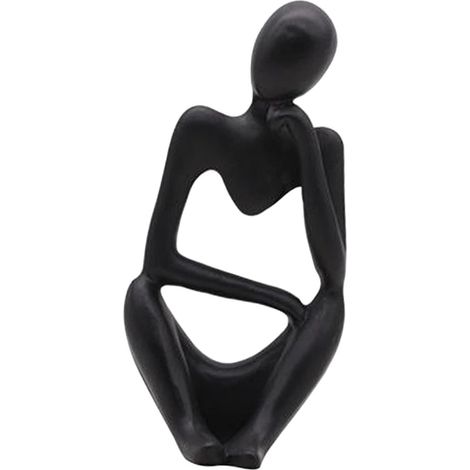 La Statue du penseur, Résine Penseur Sculpture Abstraite Statue Caractère Moderne Figurines Accueil Décor Bureau de Bureau Ornement d'anniversaire Cadeaux Noir Droit (1/5)