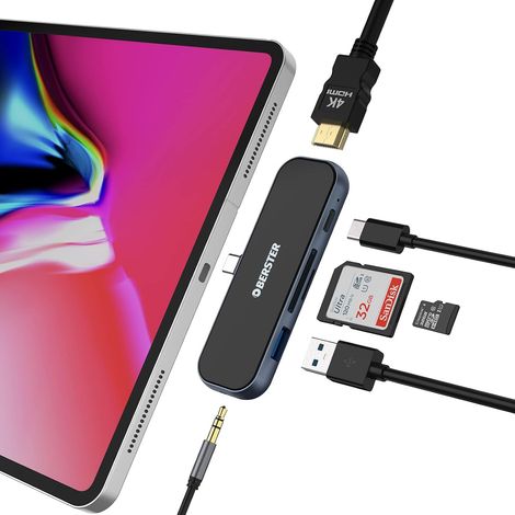 HUB USB, HUB Adaptateur USB C avec HDMI 4K, USB 3.0, PD de Type C, lecteurs de Cartes SD/TF et Prise Audio Compatible avec Les tablettes, Ordinateurs Portables, Windows, MacBook (1/5)
