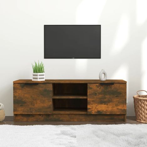 Meuble TV - Armoire de TV Banc TV pour Salon Chêne fumé 102x35x36,5 cm Bois d'ingénierie -FR61824 (1/5)