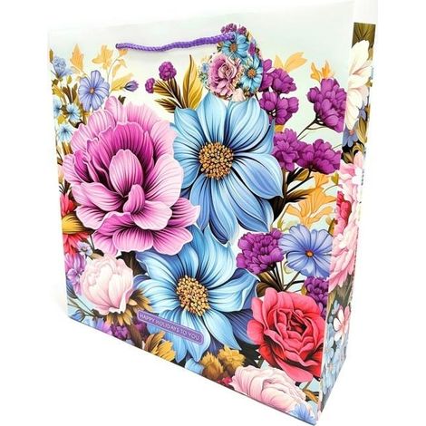 Bolsa decorativa mate de 35x37x12cm con flores