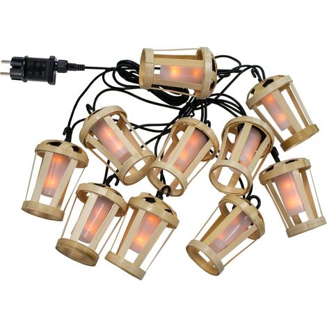 LED Außenlichterkette mit Stecker IP44 2000 K warmweiß Bambus Schirme 5m lang + 3m Kabel außen Terrasse Balkon (1/4)