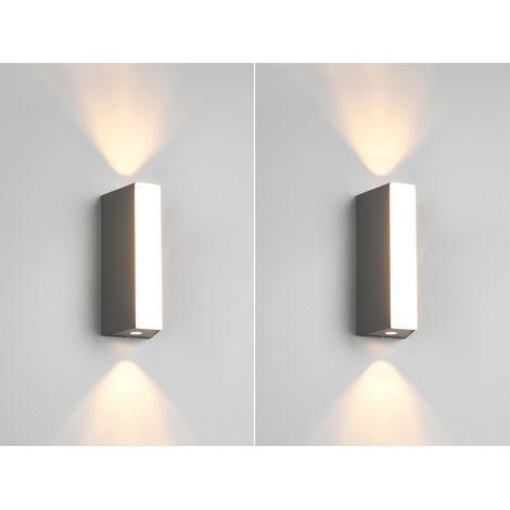 2er Set Kleine LED Außenwandleuchten Up and Down IP65, Höhe 16cm (1/5)