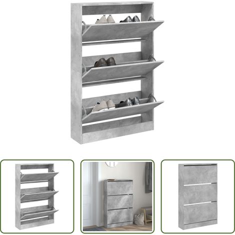 Holzwerkstoff - Schuhschrank Betongrau 80x21x125,5 cm Holzwerkstoff (1/5)