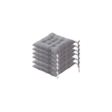 6 Coussins de Chaise Carrés 40x40 cm – Décoration Intérieure/Extérieure, Matelassés, Confortables et Colorés (Gris)