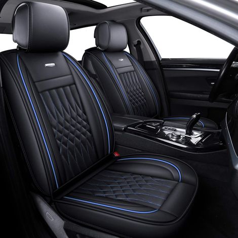Wasserdichte Kunstleder-Autositzbezüge, passend für die meisten Limousinen-SUVs, wie Elentra Sonata Tucson Chevrolet Equinox Vw CRV Mazda6 (Schwarz & Blau) (1/5)