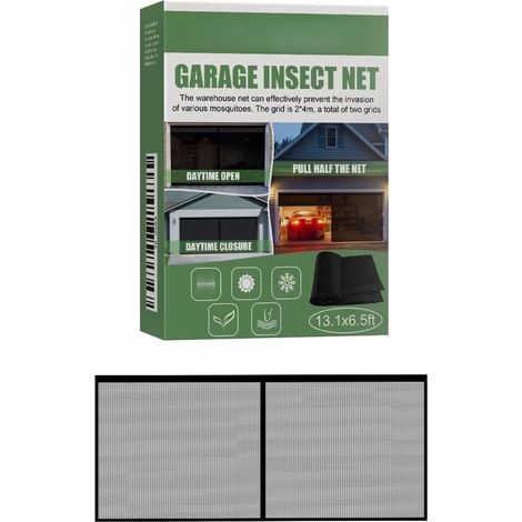 Moustiquaire pour porte de garage avec 3 ouvertures, rideau magnétique en fibre de verre pour double garage, atelier, terrasse, 2 x 4 m (1/5)
