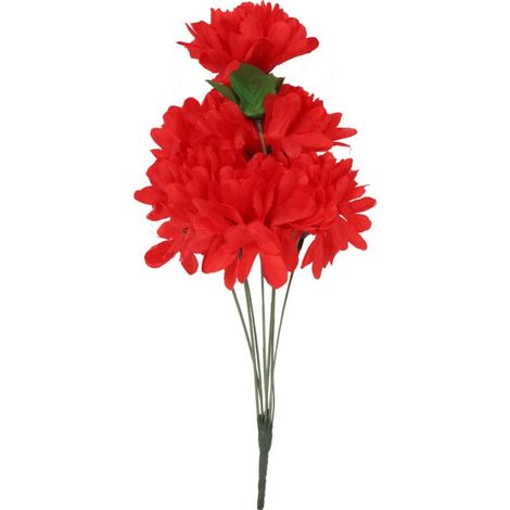 Künstlicher roter Chrysanthemenstrauß – 7 Stück, 34 cm, perfekt für Allerheiligen (1/2)