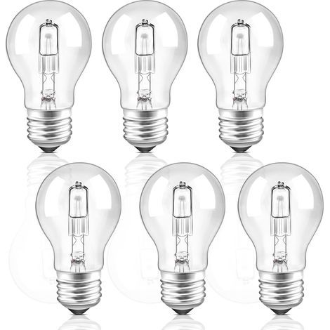 Set of 6 E27 Dimmable A55 Bulbs, Warm White 2700K, Glass Globe, Living Room/Bedroom (1/5)