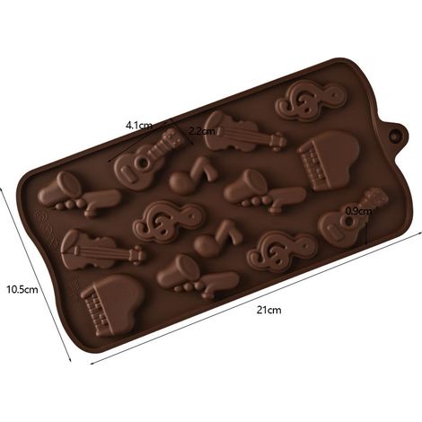 Moules à chocolat en silicone, adaptés pour façonner des instruments de musique, basse, guitare, piano, saxophone, des bonbons, des mini-savons, des crayons, des glaçons, etc. (lot de 2 pièces) (1/5)