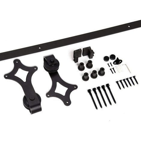 Randaco Schiebetürbeschlag Zimmertür Türbeschlag  Big Wheel Scheunentor Belastung 150kg Laufschienen Schiebetürsystem Set 183 cm Diamant