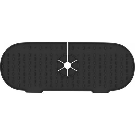 Protection anti-éclaboussures pour évier de cuisine, lot de 1, tapis de robinet en silicone à drainage rapide, convient aux éviers de cuisine et de salle de bain, noir, soigné et anti-éclaboussures.