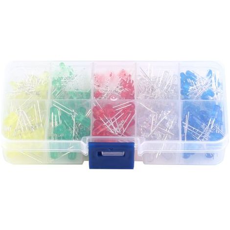 300 pièces LED assorties 3mm et 5mm - Blanc, Jaune, Rouge, Bleu, Vert - Kit diodes électroniques (1/5)