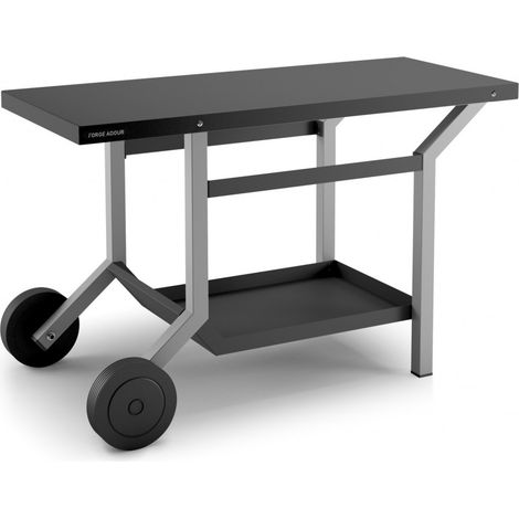 Forge Adour – Chariot à plancha en acier noir et gris clair – Dimensions L1191 x P648 x H760 mm – 4 roues pour mobilité – Idéal pour espaces extérieurs