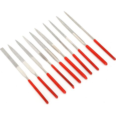 Lot de 10 limes de précision multifonctions à revêtement diamant pour la création de bijoux et d'objets artisanaux (1/5)