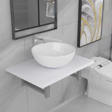 Meuble de salle de bain en deux pièces Céramique Blanc 13 (1/5)