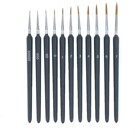 Brush Set - 11 Detail Brushes for Watercolor Oil Painting - Miniature Modeling Fine Art - 11 Pc (1/5)