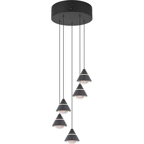 Pendelleuchte Deckenlampe Hängeleuchte Wohnzimmerlampe schwarz matt H 200 cm