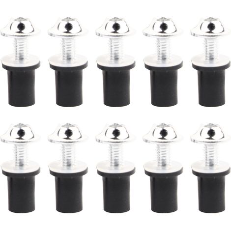 Lot de 10 vis hexagonales intérieures M5 argentées pour pare-brise de moto universel (1/5)