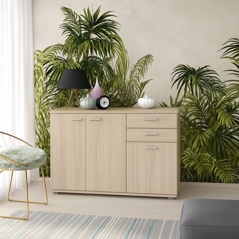 Credenza Meldola, Madia 2 Cassetti, un Ripiano, Apertura Battente, 103x34x74h cm Marrone Rovere Nodi (1/3)