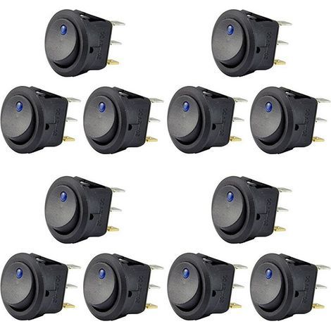 12Pc 12V 20A Interrupteur à Bascule LED à Lumière Bleue SPST ContrôLe -Off (1/2)