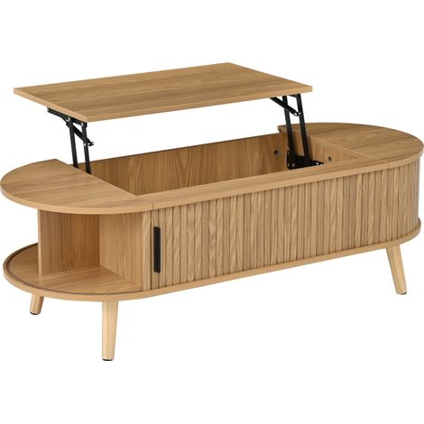 Tavolino da caffè sollevabile 120 x 50 x 39,5 cm in MDF colore naturale (1/5)