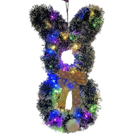 Lapin blanc lumineux (avec lumières, à nouer soi-même), couronne de Pâques pliable en forme de lapin, décoration de fête (1/2)