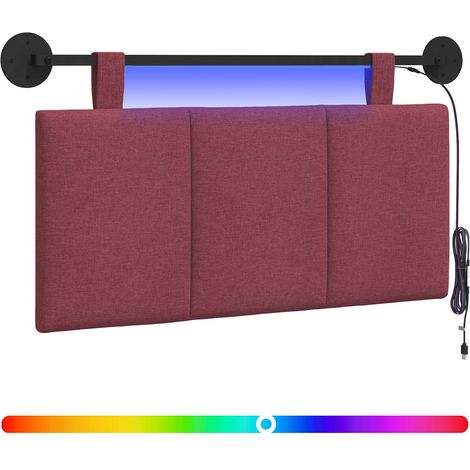 Maison Exclusive - Tête de lit suspendue Avec lumière LED Bordeaux Tissu (1/5)
