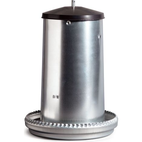 Mangeoire galvanisée 15kg avec couvercle – Pour alimentation volaille – Résistante aux intempéries – Facile à nettoyer – River Systems