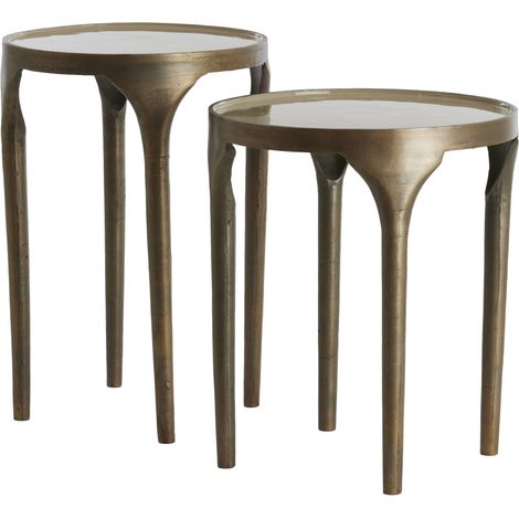 Set di tavolini Light & Living LAPAZ in bronzo antico e taupe – (1/4)