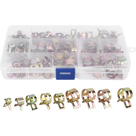 Assortiment de 80 colliers de serrage galvanisés à ressort pour tuyaux de 6 à 15 mm