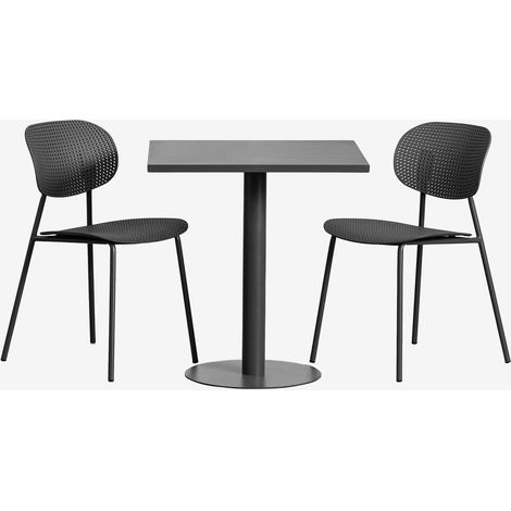 Set tavolo quadrato 70x70 cm Mizzi e 2 sedie da giardino in polipropilene e ferro Tupah SKLUM