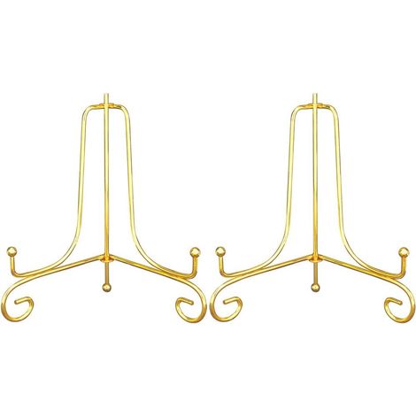 Ensemble de 2 chevalets en métal doré, porte-assiettes, présentoirs décoratifs (1/5)