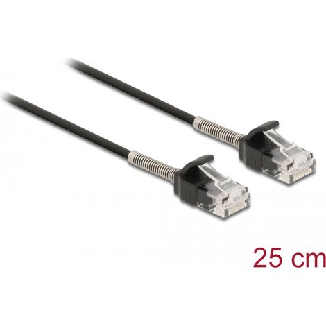 Delock Cable RJ45 macho a RJ45 macho con protecciÃ³n contra dobleces Cat.6A 25 cm negro