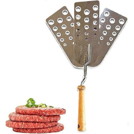 Spatule créative compatible avec les steaks hachés chauds, spatule extensible à trois lames compatible avec les hamburgers, les crêpes, gadget de cuisine amusant pour adultes (1/4)