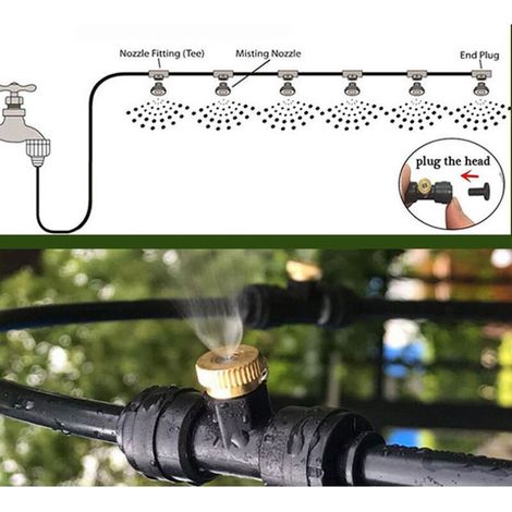 Nebelsprühsystem, Terrassen- und Gartennebelgerät mit 25-mm-Adapter, Kühlwassernebelgerät für die Terrasse (Farbe: Schwarz, Größe: 15 m) (1/5)