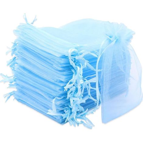 100PCS 10x15cm Bleu Clair Sacs Organza,Sachets Pochettes Cadeau en Organza avec Cordon de Serrage,Sac à Bijoux Sachets pour Lavande,Idéales pour Bijoux Cadeaux Bonbons Marriage (1/5)