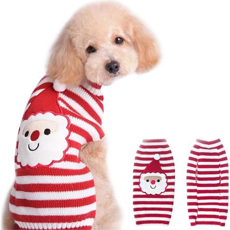 CCYKXA Weihnachtsmann-Pullover, Haustierpullover, Weihnachtspullover für Hunde, Weihnachtspullover, Wintermantel für kleine und mittelgroße Hunde (Weihnachtsmann, M) (1/5)