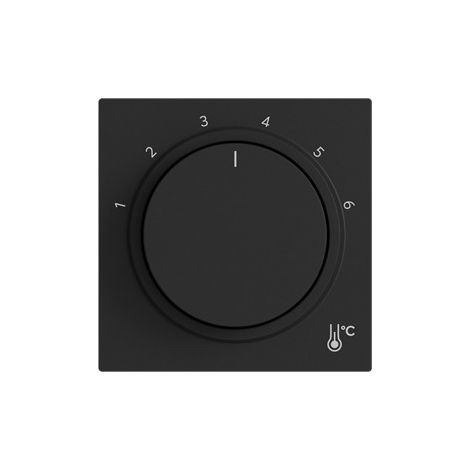 Busch-Jaeger Placa central con símbolo impreso escala 1 … 6 para regulador de temperatura ambiente pomo giratorio negro mate - Busch-art linear® (1794 R-45M), 2CKA001710A4208